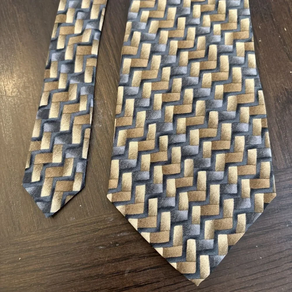 Grateful Dead Men's Neck Tie Brown Gray Geometric Shakedown Street Ninth Set 4”